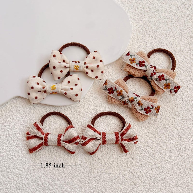ELEMIRSA 20PCS Hair Ties for Girl Toddler Hair Bow Ties Lace Brown Hair Bow Rubber Band Elastic Pigtail Flower Bow Ponytail Holders for Baby Girl Kids - Image 4